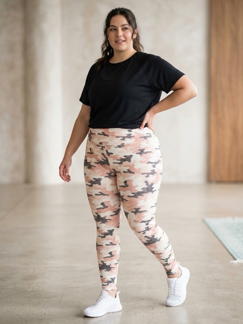 Pink Camo Curvy Plus Size Leggings